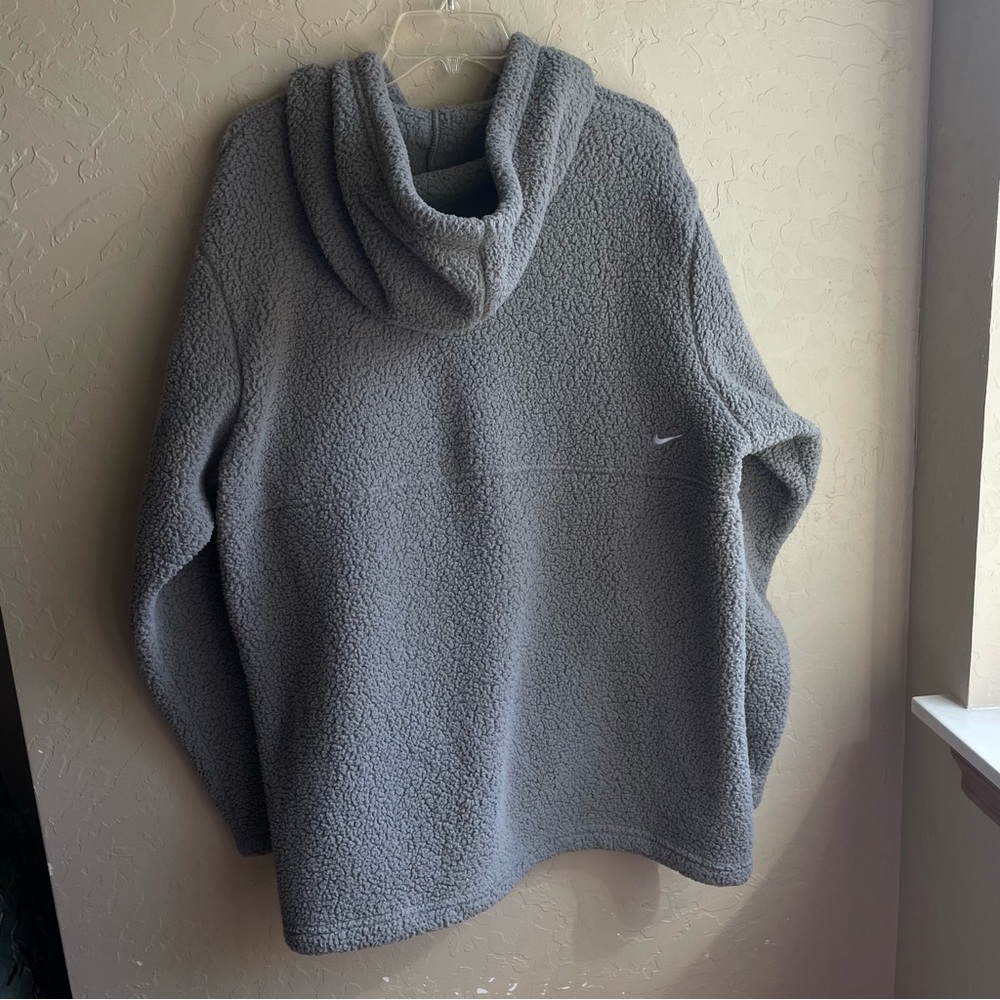 Women's NIKE Therma-Fit Fleece Hooded Sweatshirt Pullover Gray XL - Picture 7 of 12